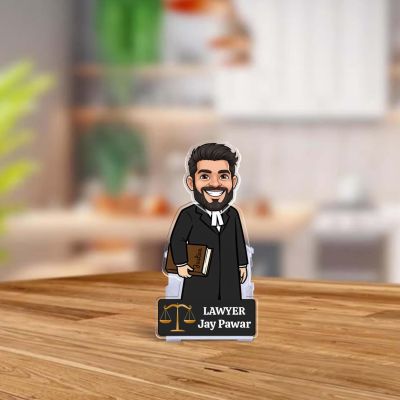 Personalized Lawyer Caricature Desk Standee, Shaking Head Feature With Battery Powered Caricature for Lawyer Law Student Gift For Lawyer & Advocate Birthday Gift Items for Lawyers